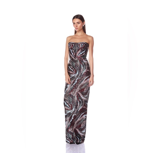 Bronx & Banco Dahlia Black Pink Multi Sequin Strapless Maxi Dress XS NWOT - Picture 2 of 5